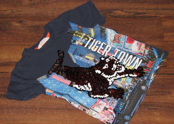 H&M koszulka cekinowy tygrys 104