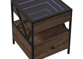 Stolik kawowy z LED Infinity brązowy dąb 40x40x51 cm WM-847721