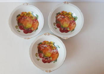 Porcelanowe miseczki Owoce, miseczka x3, Chodzież, porcelana PRL