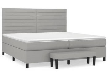 Łóżko kontynentalne z materacem jasnoszare tkanina 200x200 cm WM-3136701