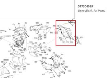Panel prawy do skutera śnieżnego Ski-Doo BRP 517304029 Deep Black