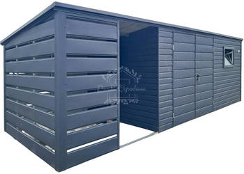 Schowek - domek ogrodowy 4,5x2,5m + wiata 2m antracyt ID994