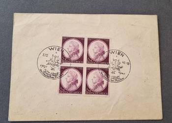 Koperta z blokiem czterech znaczków pocztowych 1941