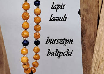 Bransoletka bursztyn antyk mozaika i lapis lazuli #101