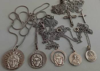 Pamiątki na komunię Medaliki krzyrzyki łańcuszki 925 srebro