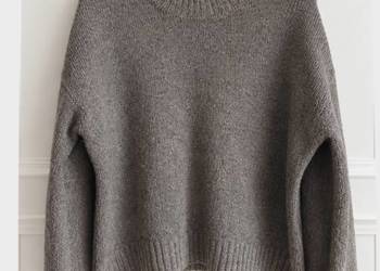 Sweter brązowy melanż taupe L XL Sinsay oversize gruby ciepły mięsisty