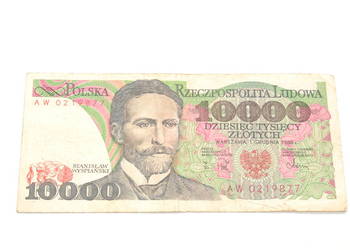 Stary banknot 10000 złotych Wyspiański 1988 antyk