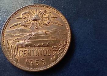 Stare monety 20 centavos 1966 Meksyk