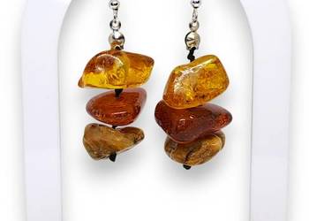 Kolczyki z BURSZTYNU, bursztyn bałtycki, bryłki #1303