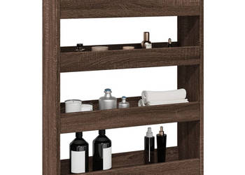 Wąski wózek pomocniczy 4-poziomowy brązowy dąb WM-855265