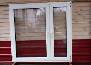 Okno białe PCV  139 x 145 cm dwuskrzydłowe, czyste, gotowe do montażu
