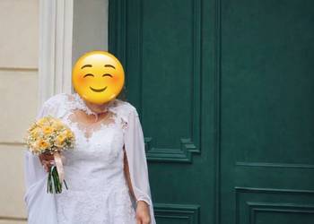 Wyjątkowa sukienka ślubna z Bridal cape 4XL/48