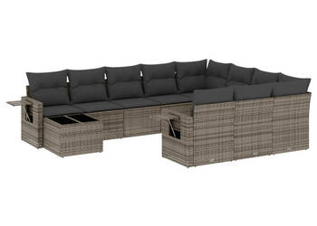 11-cz. zestaw mebli ogrodowych z poduszkami szary rattan PE WM-3253067