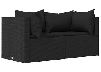 vidaXL Narożne moduły sofy z poduszkami, 2 szt., czarne(SKU:319778)