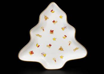 Porcelanowy Talerzyk Świąteczny Choinka TCM Tchibo – Złocony Brzeg