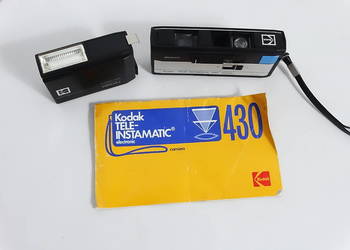 Unikat 1976! Zestaw Kodak Tele-Instamatic 430 + Lampa Kodalux 2 + Dokumenty