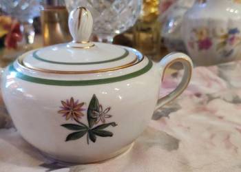 Cukiernica ecru zieleń porcelana malarnia W.J.S 1930r