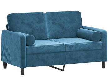 2-osobowa sofa z poduszkami niebieska 120 cm aksamit WM-3200880