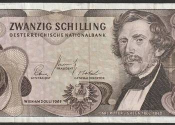 AUSTRIA 20 SCHILLING 1967 - CARL RITTER - K