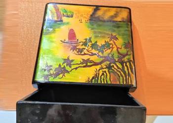 szkatułka skrzynka pudełko z laki ręcznie malowane japońskie vintage