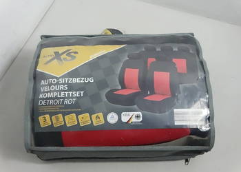 Nowy komplet pokrowców samochodowych AUTO XS Detroit Rot – Welur (Zestaw)