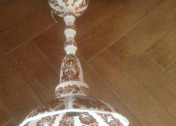Lampa wisząca  fajansowa ręcznie malowana WŁOCLAWEK lata 80