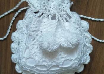 Torebka komunijna biała, komplet z mitenkami .Nowe