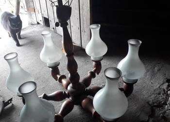 Lampa wisząca, żyrandol, kompletny, kloszei