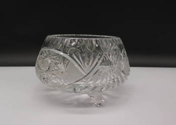 Kryształowa Misa/owocarka na nóżkach – PRL – Ręczny Szlif