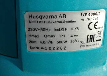 Pompa zatapialna Gardena/HUSGVARNA.typ 400/2,BDB