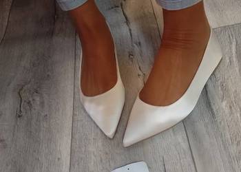 (39) ASOS y/ Ekskluzywne, białe baleriny baletki wieczorowe z Londynu, NOWE