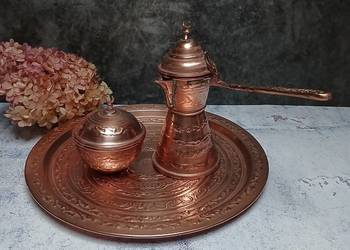 Miedziany tygielek miedziana cukierniczka miedziana taca - komplet 3szt