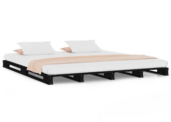Łóżko z palet czarne lite drewno sosnowe 135x190 cm WM-821436