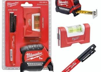 Zestaw znacznik marker, mini poziomica,metrówka 5m Milwaukee