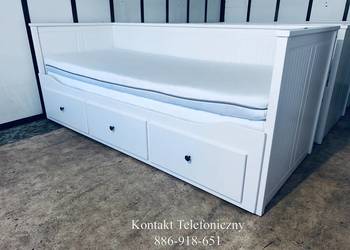 IKEA HEMNES Łóżko Leżanka z 3 szufladami, 2 materace ,białe Transport