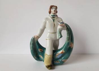 Sygnowana porcelanowa figurka Rybak, Połonne