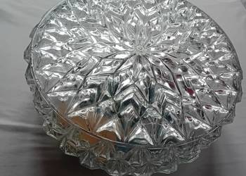 Plafoniera Sp. Inwalidów Rozwój Kłobuck. Klosz Pieńskie huty Szkła. PRL.