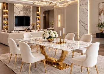 Stół glamour złoty ekskluzywny w stylu Art Deco