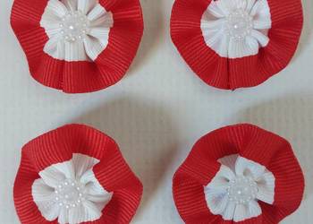 Kotylion narodowy POLSKA szyty rozeta mała 10 szt