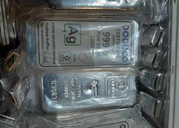 5 sztuk Sztabka srebra 1kg Doduco LBMA oryginal 1000 gram