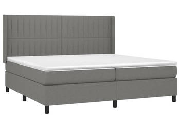 Łóżko kontynentalne z materacem ciemnoszara tkanina 200x200cm WM-3138502