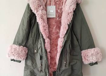 Kurtka parka khaki ocieplana