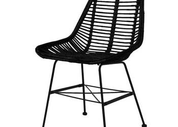 Krzesła stołowe 6 szt. czarne naturalny rattan WM-275499