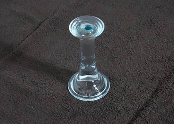 Elegancki szklany świecznik | Solidne, grube szkło | Wys. 16 cm