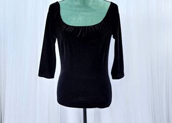 Czarna welurowa bluzka Sisters S 36 boho witch whimsical wróżka retro