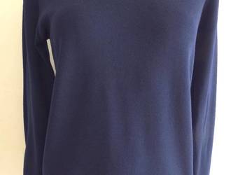 Sweter Wełniany 100% Wełna Dziewicza Pulower Crew Neck Granatowy