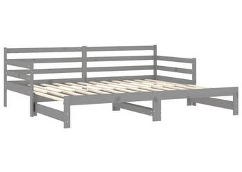 Łóżko wysuwane 2 x (90x200) cm szare lite drewno sosnowe WM-3083661