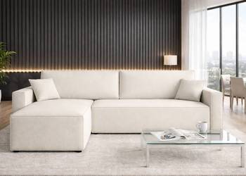 Narożnik baranek Wolly 228 cm funkcja spania 138 × 200