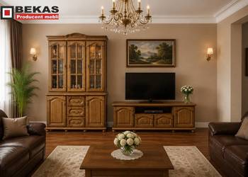 Stylowa Witryna 120` Dąb Miodowy Rustikalny Producent Mebli BEKAS Sty- Love