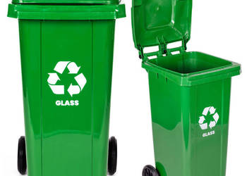 Kosz na smieci pojemnik 120L kubeł śmietnik zielony szkło gumowe koła
